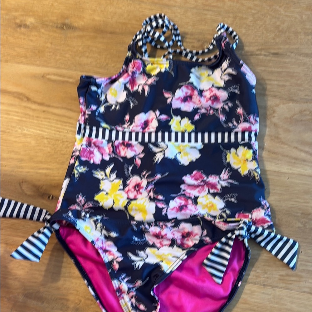 DKNY Floral Kids Swim Bikini - Navy, Pink, Yellow